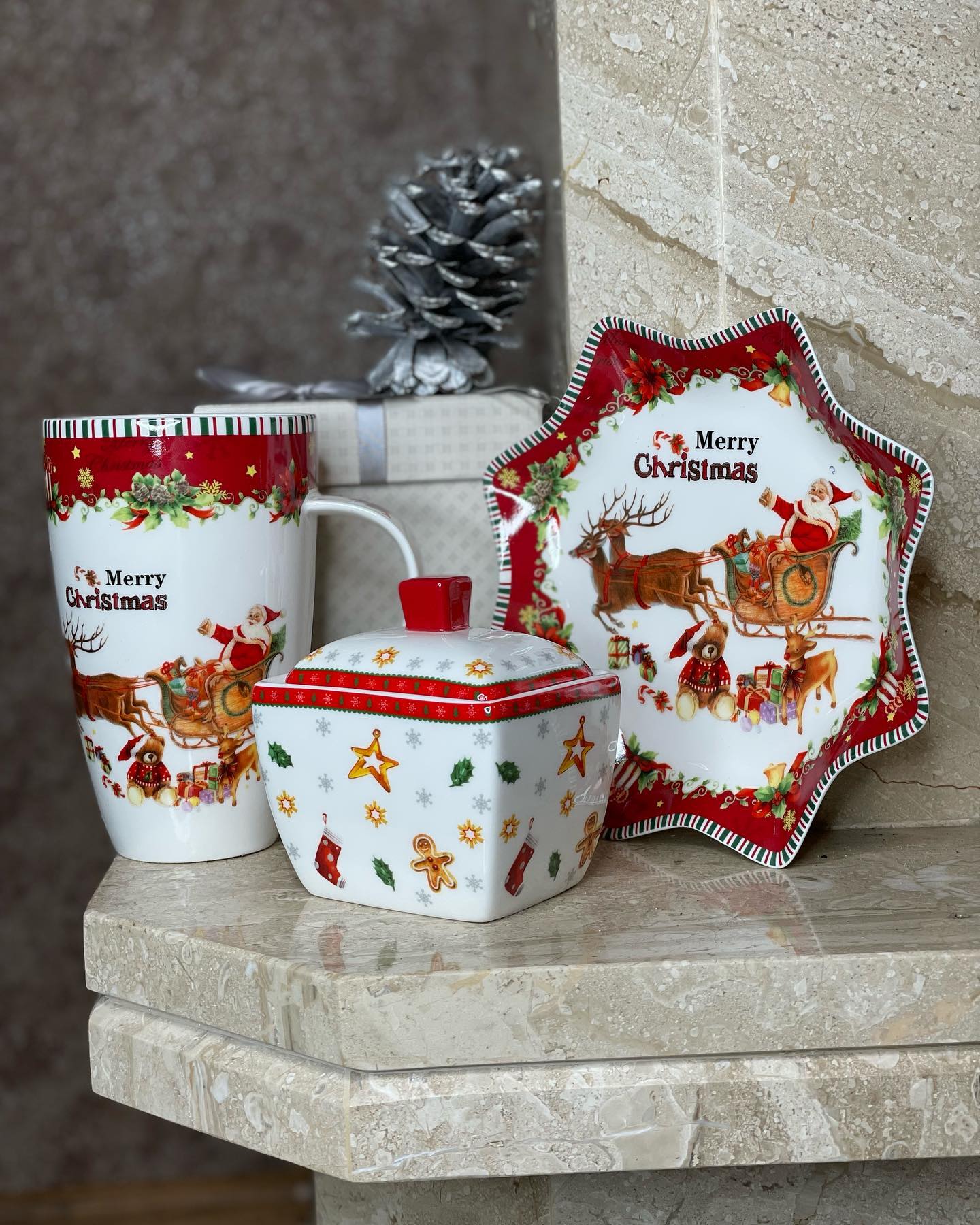 Kit Porcelana Natalina Mini – 3 Peças