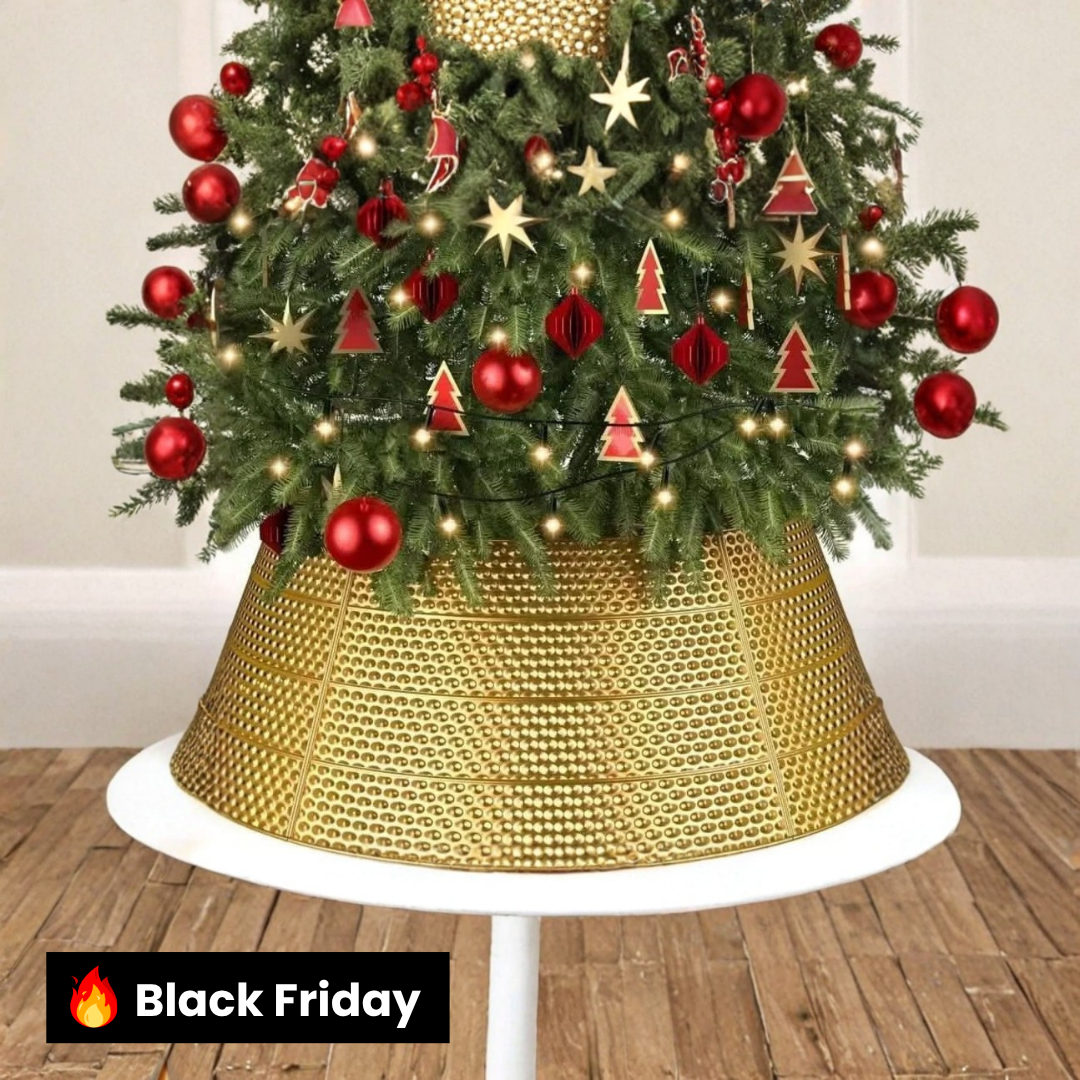 Saia Árvore de Natal de Metal Dourada 60x80x25cm