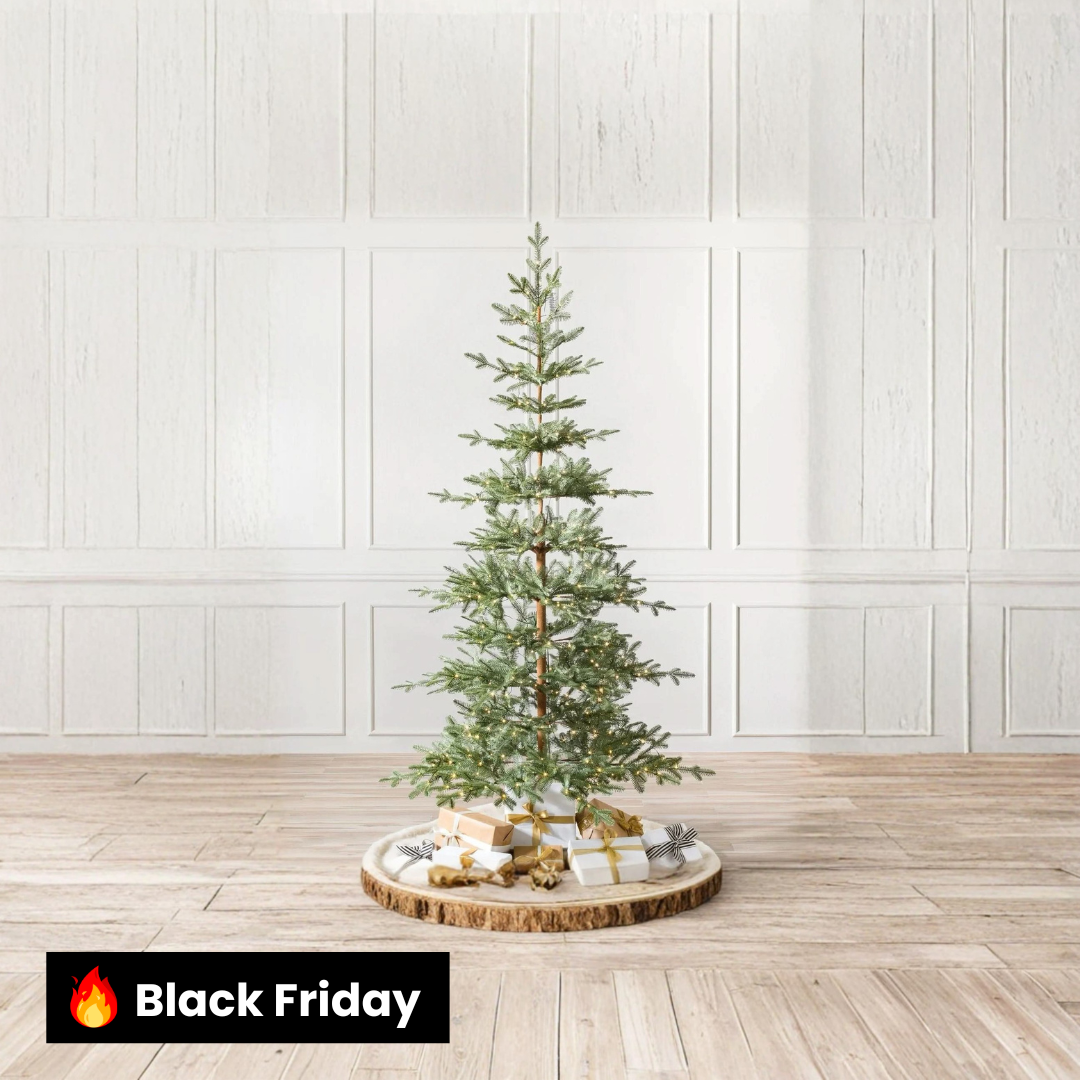 Árvore de Natal Slim Alpine com Galhos Articulados, Suporte Metálico e Micro LEDs Embutidos