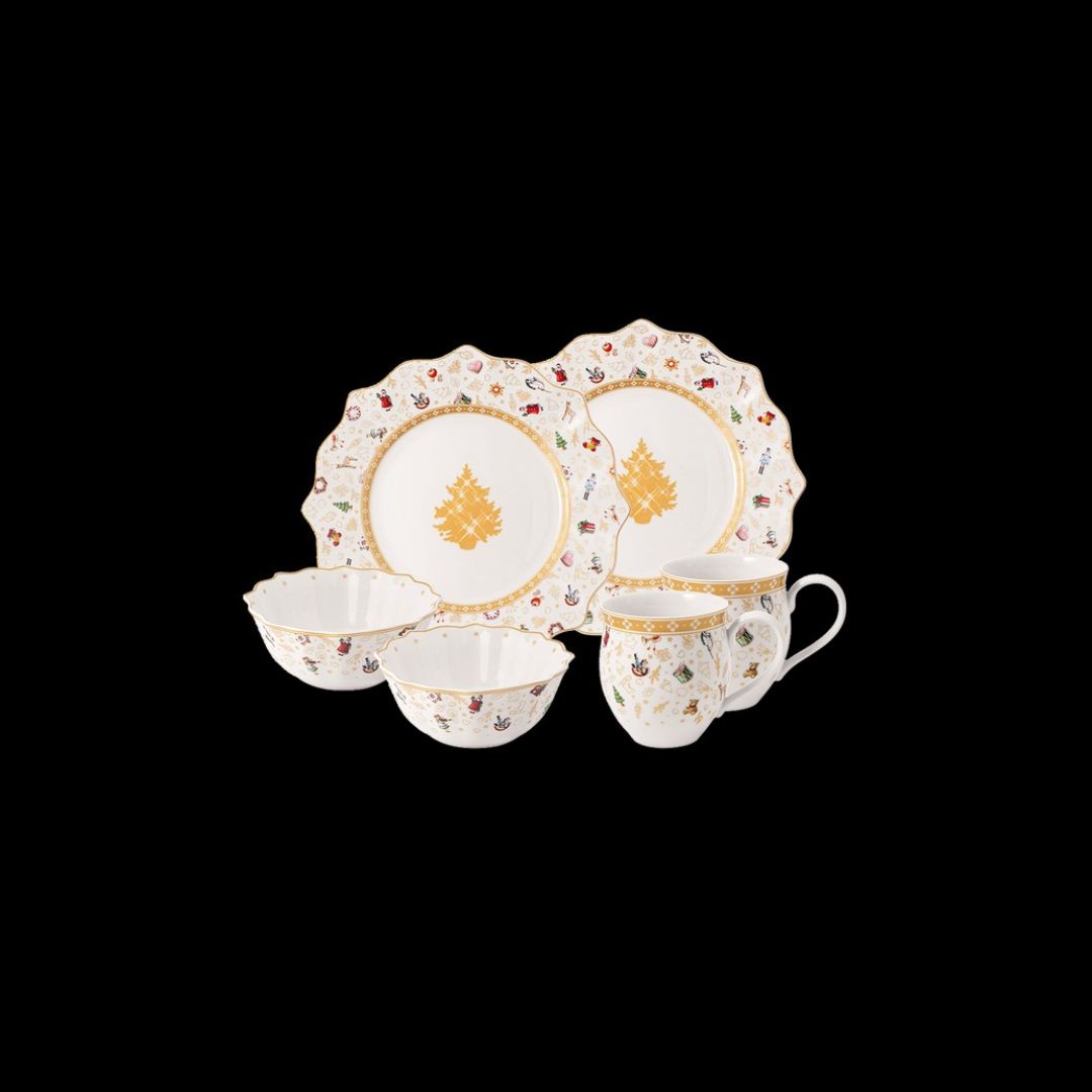 Kit Jantar Natalino Dourado – 6 Peças