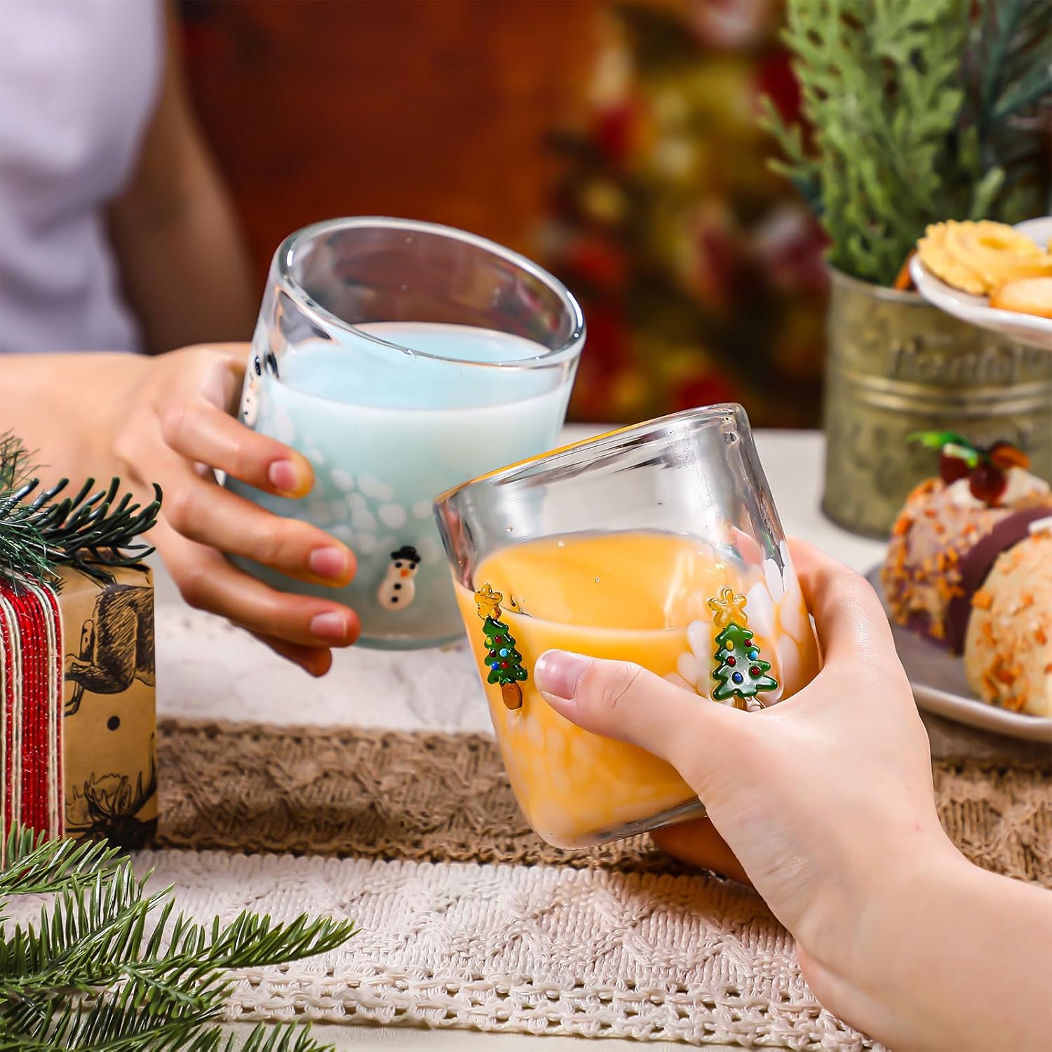 Kit Copos de Vidro Natalinos – 4 Peças