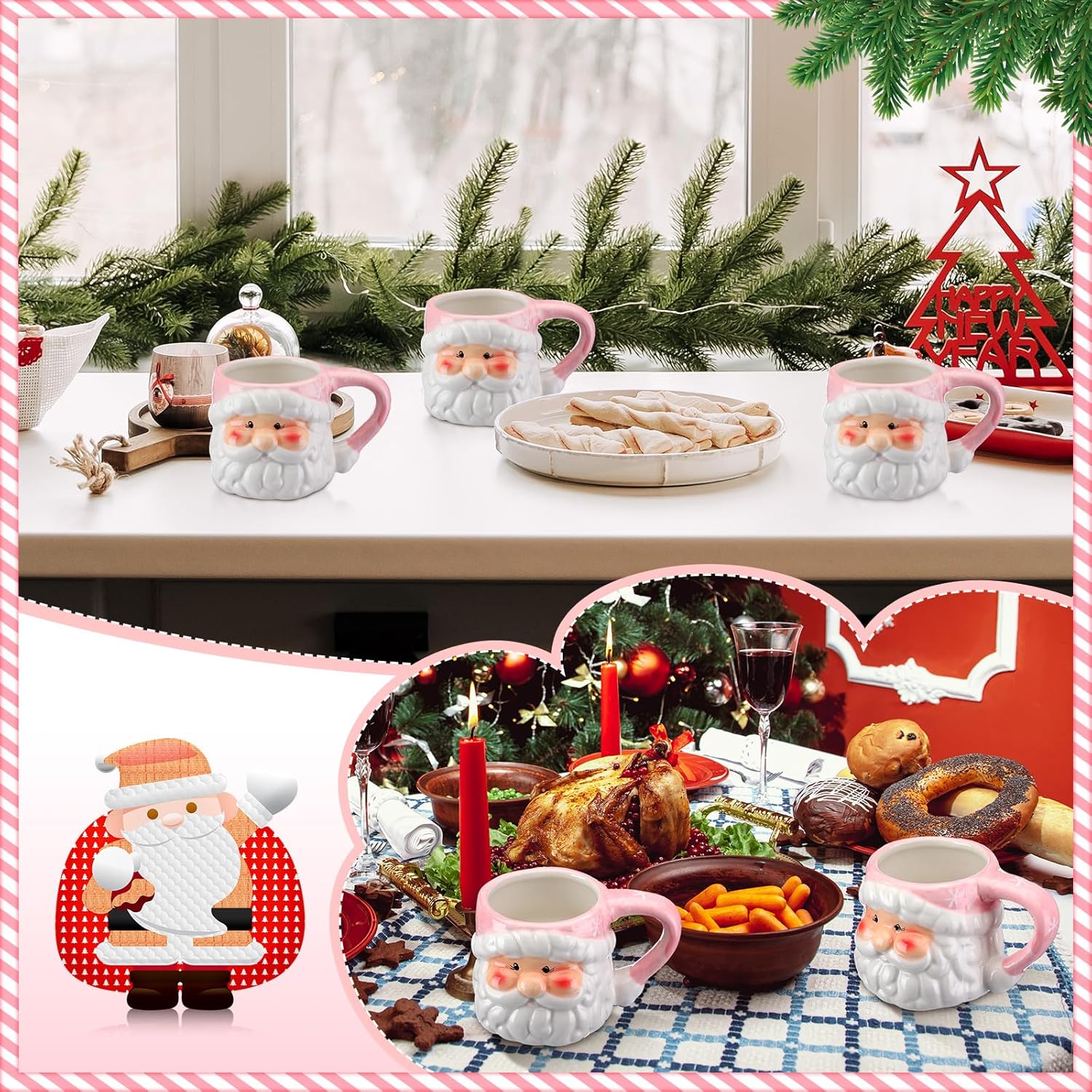 Kit Canecas Vintage Papai Noel – 2 Peças