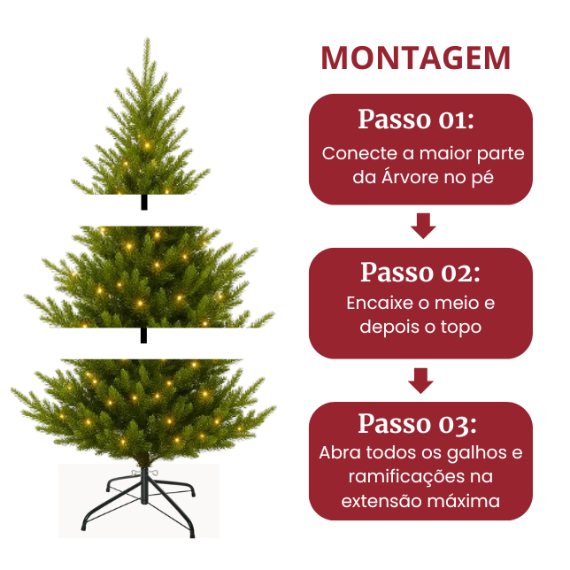 Pinheiro de Natal 900 Galhos [ + LED DE BRINDE ]