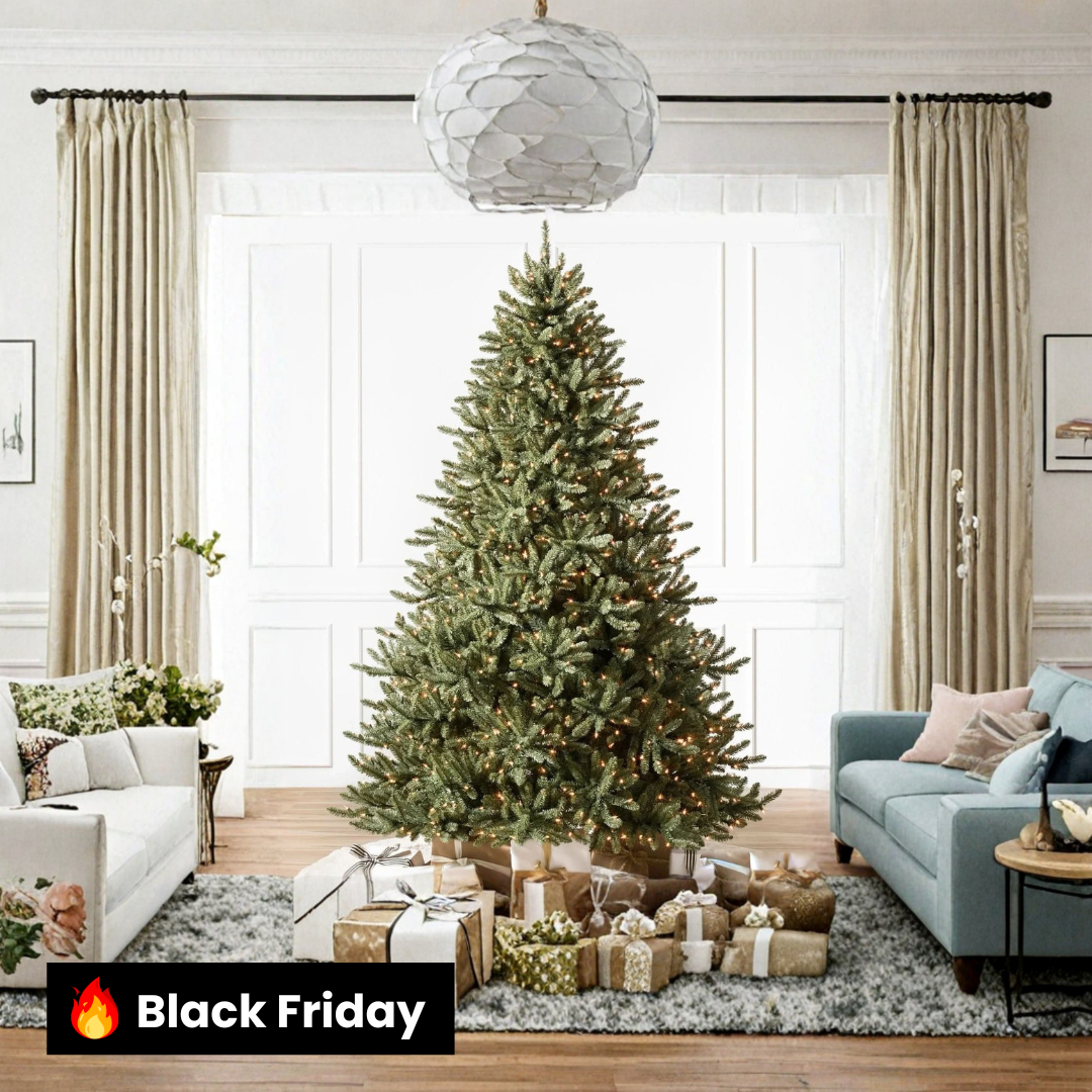 Árvore de Natal Classic Blue Spruce com Galhos Articulados, Suporte Metálico e Micro LEDs Embutidos