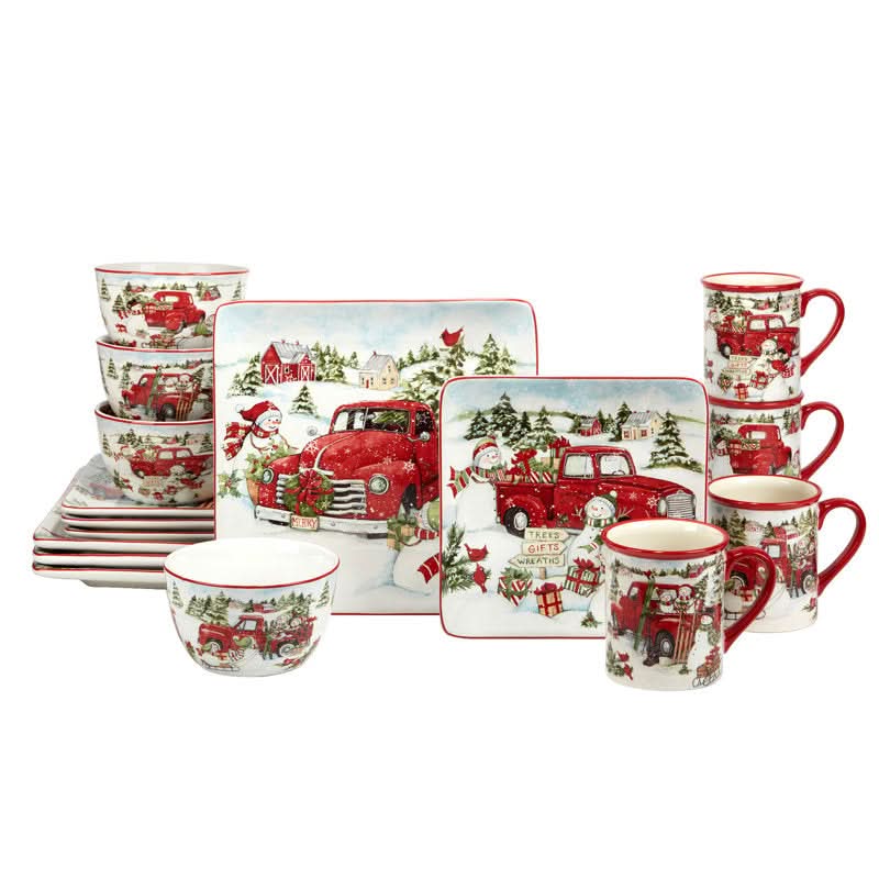 Kit Louças Porcelana Natalina – 16 Peças